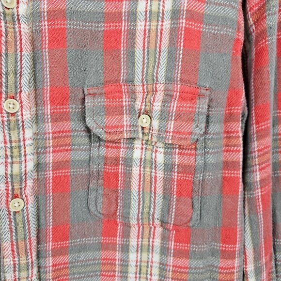 Mens California Fit Western Cowboy Outdoor Rugged Work Farm Red Plaid Flannel LG - Picture 9 of 13
